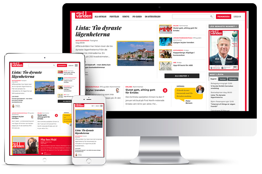 Dator, läsplatta och mobiltelefon.