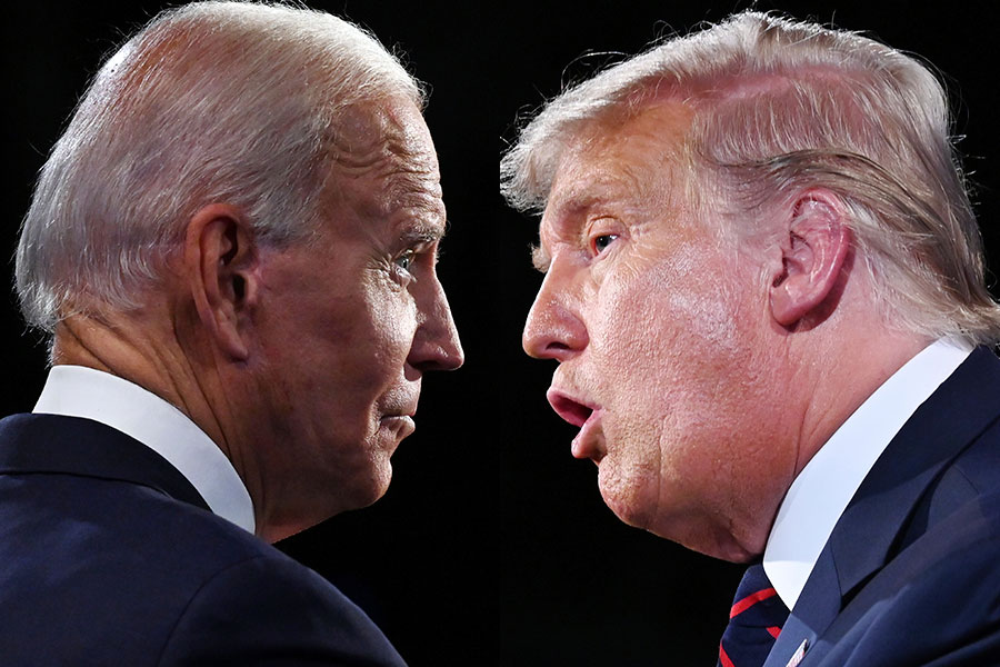 Hetsig första debatt i USA inför presidentvalet - biden-trump-900