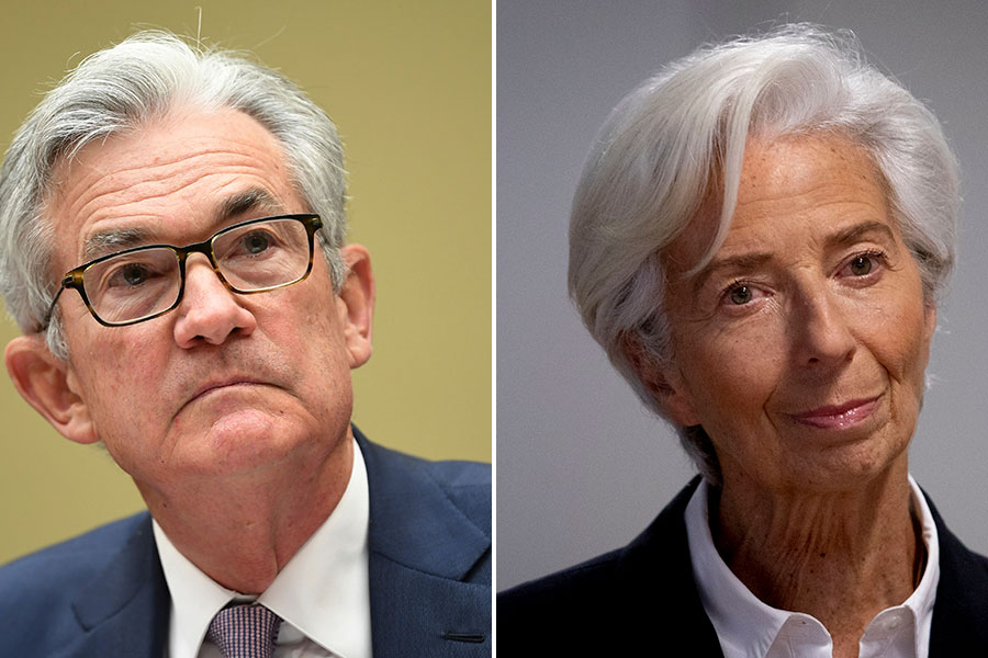 ECB är skeptiska till att följa Fed:s inflationsplaner - powell-lagarde-900