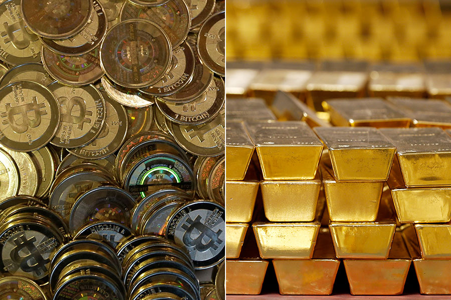 John Paulson tror att kryptovalutor kommer falla till noll – satsar på guld istället - bitcoin-guld-900