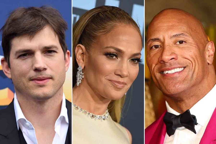 Ashton Kutcher, Jennifer Lopez och Dwayne Johnson.