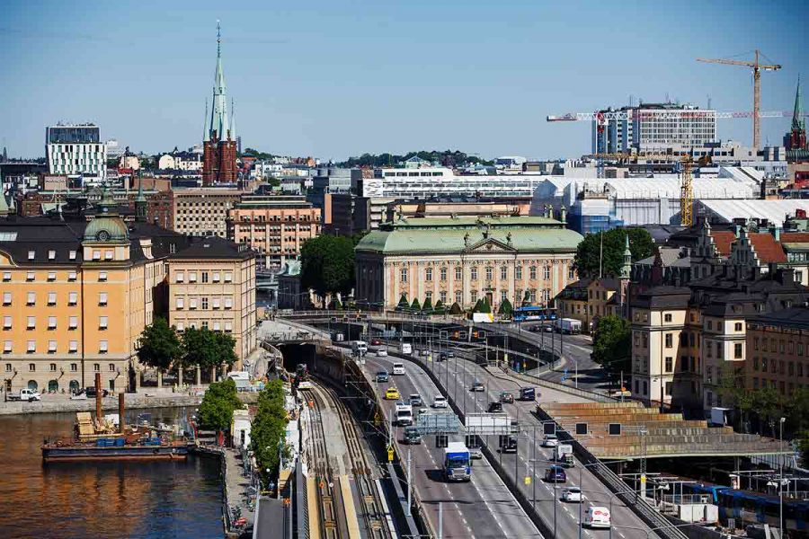 Vy över Centralbron i Stockholm.