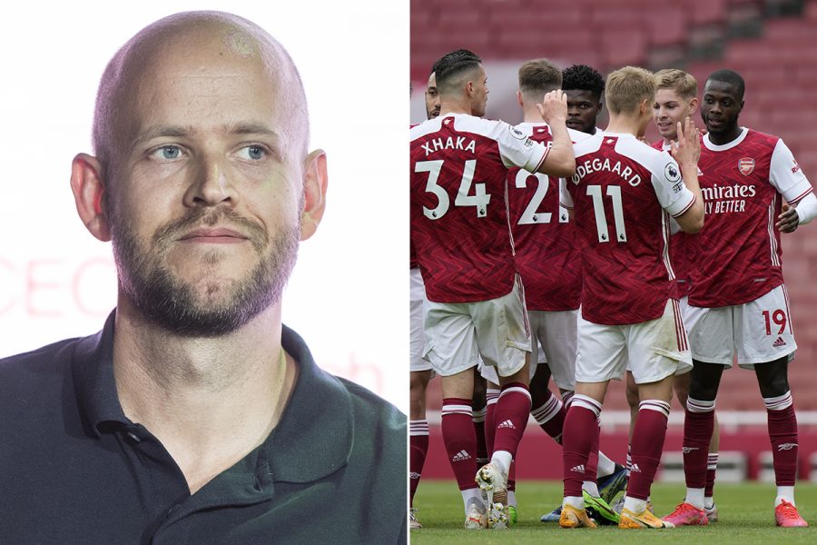 Spotifys medgrundare Daniel Ek och Arsenal.