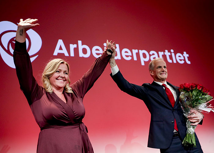 Arbeiderpartiets ledare Jonas Gahr Støre och partisekreterare Kjersti Stenseng.