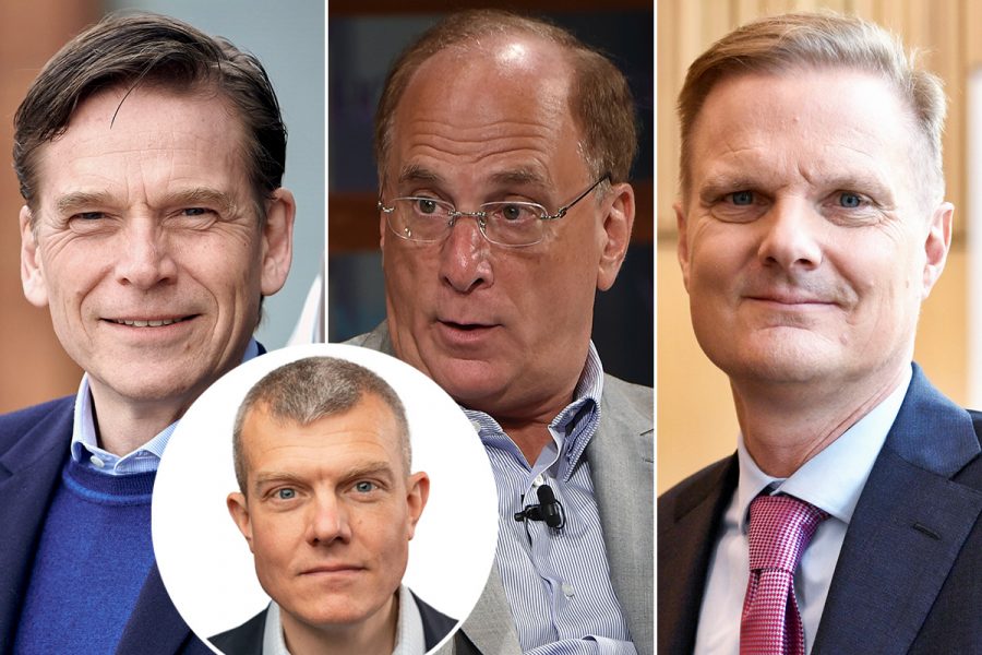 Christian Levin, VD Traton, Larry Fink, VD Blackrock och Jens Henriksson, VD Swedbank