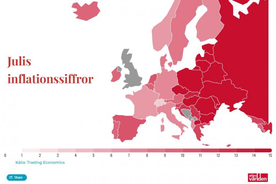 Karta: Så hög är inflationen runt om i Europa - NyKarta