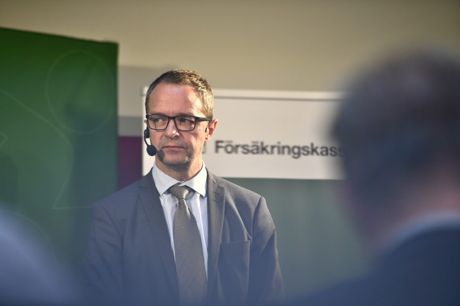 Svenska kraftnäts stf generaldirektör Peter Wigert under en presskonferens om utbetalningen av elstöd. Foto: Caisa Rasmussen/ TT