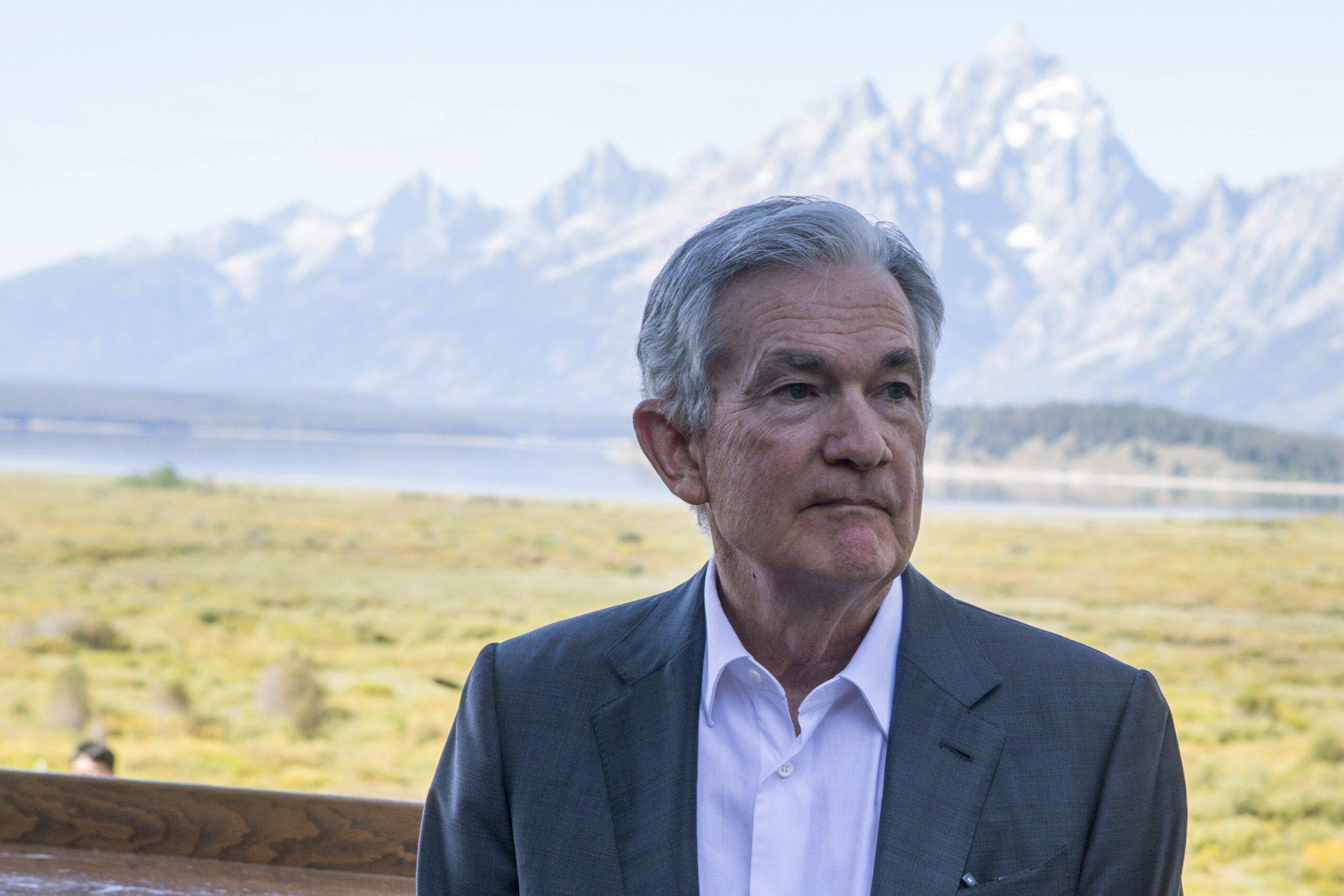 Federal Reserve-chefen Jerome Powell vid Jackson Lake Lodge under Jackson Hole.