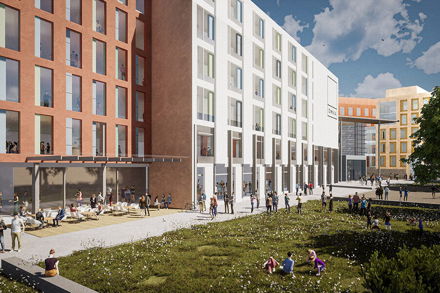 en modern kontorsbyggnad