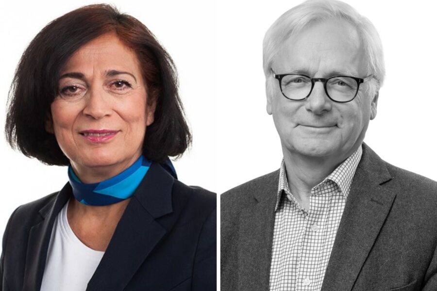 kvinna och man affär