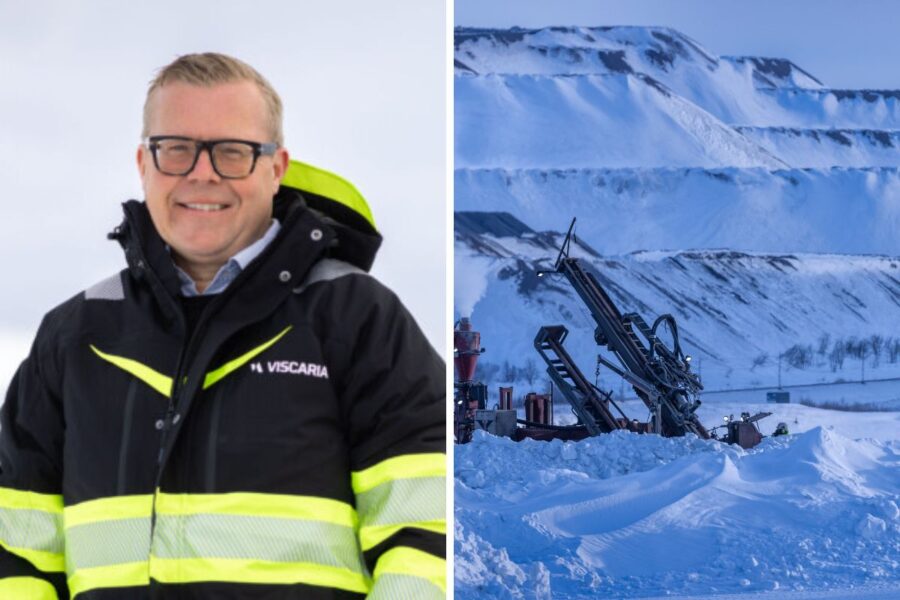 Michael Mattsson till vänster. Till höger Viscarias område i Kiruna